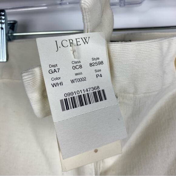 New With Tags J Crew City Fit Corduroy Trousers White Womens Size 4P - Picture 10 of 10